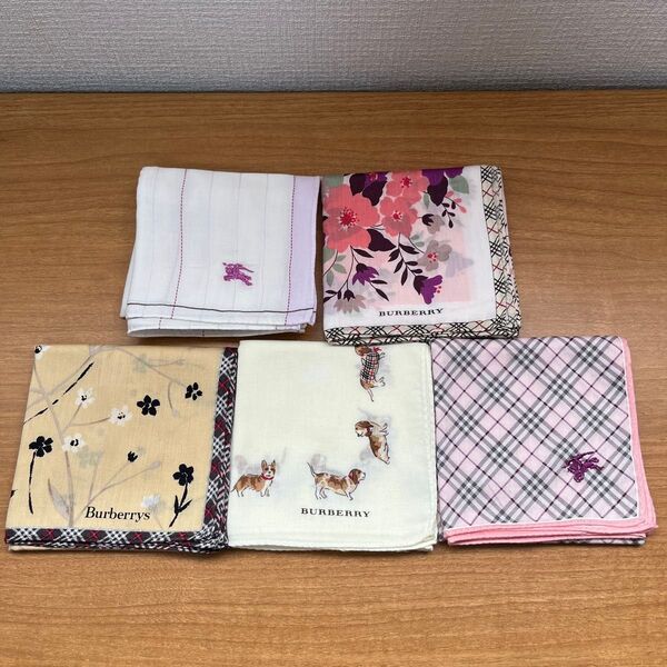 used BURBERRY バーバリー ハンカチ 5枚セット まとめ売り 【出品No.221】