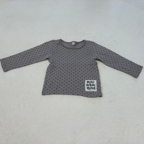 ⑪ 長袖Tシャツ ロンT ドット柄 トップス 90サイズ ベビー服 子供服 まとめ買い割あり