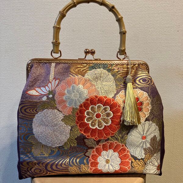 ハンドメイド 帯リメイク がま口 バッグ