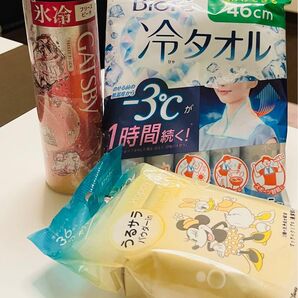新品 暑さ対策グッズ3点セット GATSBY アイスデオスプレー マンダム ボディシート ビオレ 冷タオル
