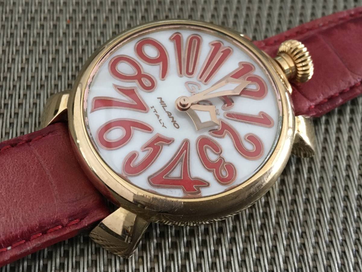 ガガミラノ マヌアーレ 48mm 手巻き 裏スケ メンズ 腕時計 正規 稼動