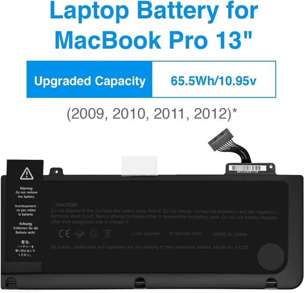 A1322 バッテリー互換 MacBook Pro 13インチ A1278 (2009) MB990LL/A MB990 MC70