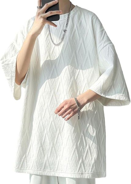 tシャツ メンズ 夏服 半袖 無地 五分袖 丸首 トップス 大きいサイズ
