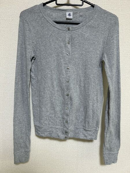 プチバトー PETIT BATEAU xxs 12ANS カーディガン グレー