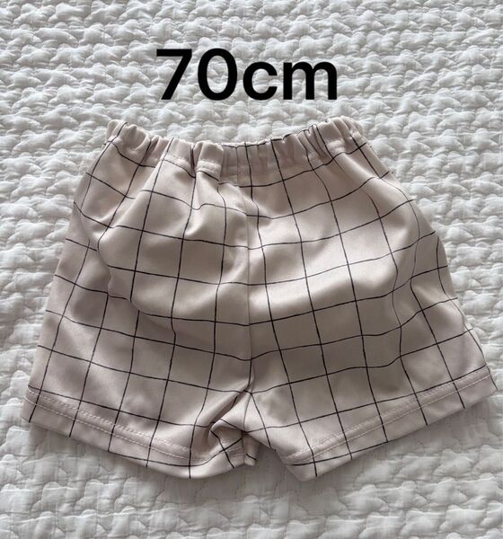 ベビー スウィムパンツ 水着 半ズボン チェック柄 ショートパンツ 70cm