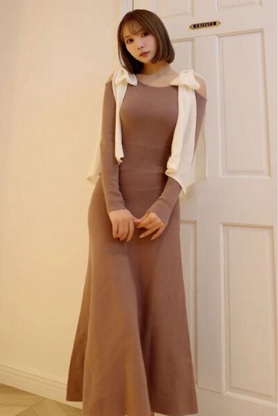 MISTREASS ミストレアス Open Shoulder Ribbon Knit Dress ワンピース