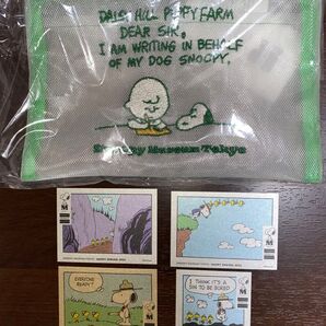 【スヌーピーミュージアム】【新商品】メッシュポーチ WHITE スプリングステッカー(4枚)