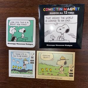 【スヌーピーミュージアム】【新商品】コミック缶マグネット(グリーン)シュローダー スプリングステッカー(2枚)