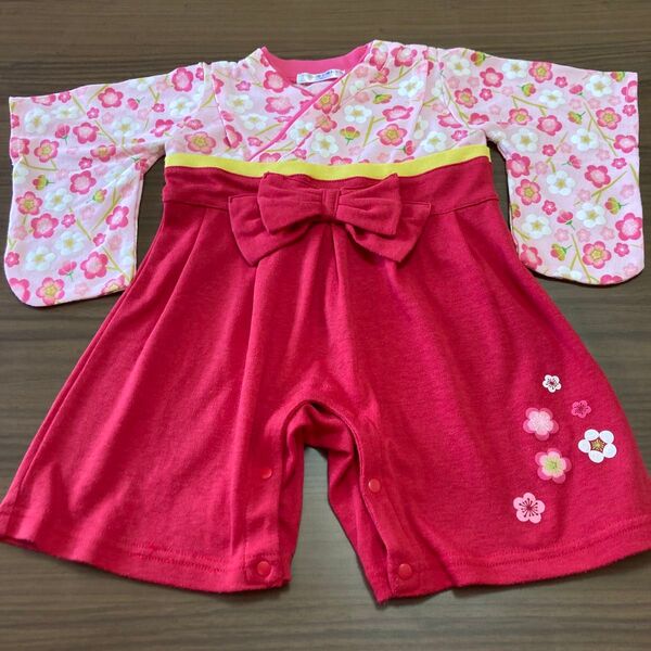 袴ロンパース ピンク ベビー 桜柄 70センチ