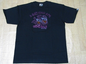 A BATHING APE アベイシングエイプ BAPE GENERALS マルチ スワロフスキー 黒 Ｔシャツ【XL】中古 ブラック 限定