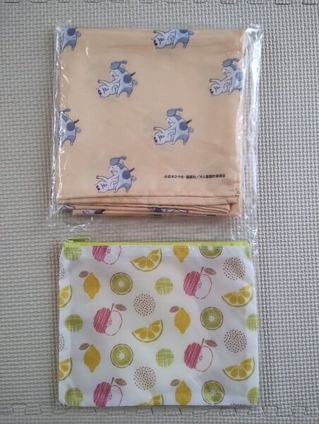 宝くじノベルティ ちりめんふろしき & メッシュポーチ 2個セット