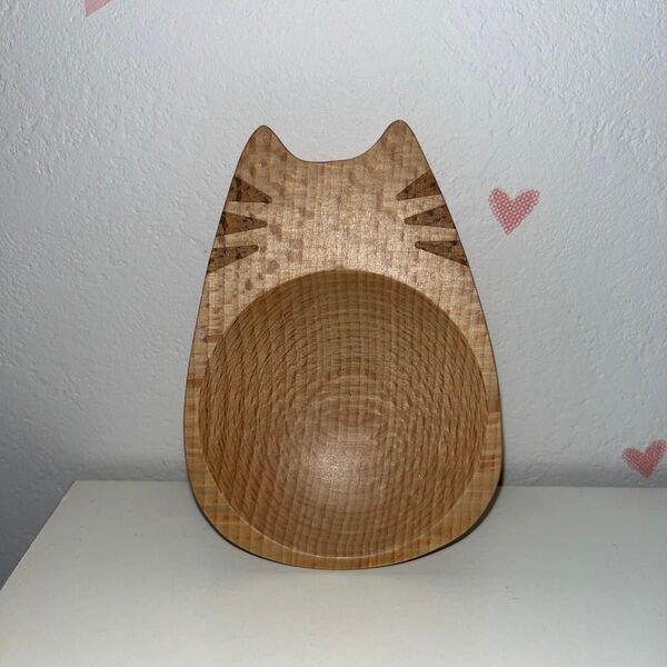 【お値下げ可】木製 猫型小皿 小物入れ アクセサリー置き