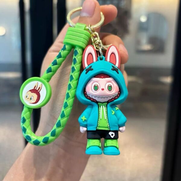 labubu スウェットシャツスタイル キーホルダー誕生日プレゼントグリーン1体