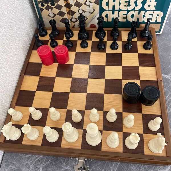 CHESS ポータブルチェス 木製盤 チェス盤サイズ約31cm×31cm