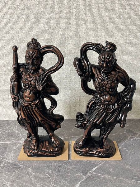仏像 縁起物 置物 仁王像 (金剛力士像)2体セット