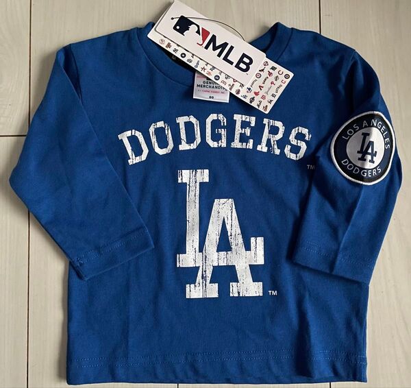 新品 95cm MLB ドジャース 長袖Tシャツ ブルー
