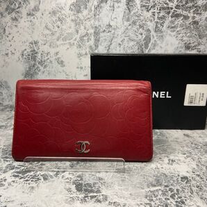 CHANEL シャネル 長財布 カメリア 赤 レッド