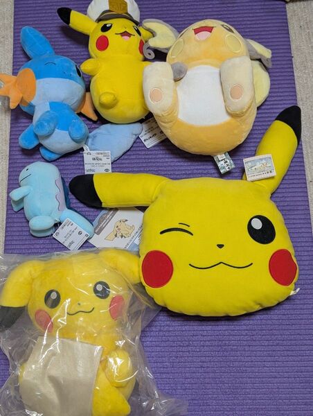 ポケモンぬいぐるみまとめ売り!&クッションセット ピカチュウ・ミズゴロウ