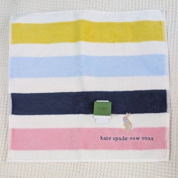 完売カラー!kate spade ケイトスペード☆ タオルハンカチ☆新柄 うさぎ シャーリング
