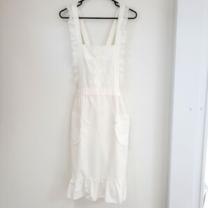 匿名配送:PIERRE BALMAIN ピエールバルマン エプロン 白 レース/フリル メイドエプロン
