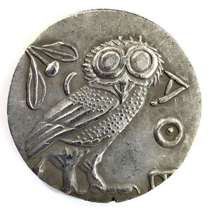 古代ギリシャ アッティカ アテネ テトラドラクマ銀貨 ふくろう レプリカコイン #CS