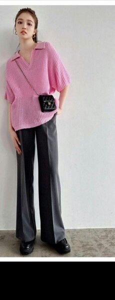 GRL スキッパーポロニットトップス