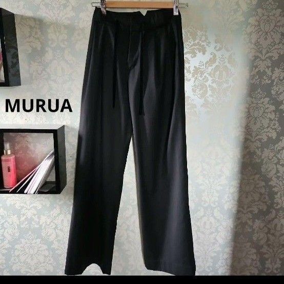 MURUA ワイドパンツベロアリボン付き ワイドパンツ