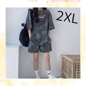 レディース ジャージ タイダイ柄 ユニセックス Tシャツ 半ズボン スウェット上下セット 部屋着 韓国 おしゃれ 2XL