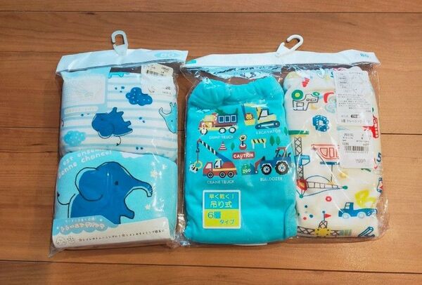 新品 トレパン 80 6層 4枚セット 男の子 ゾウ 車