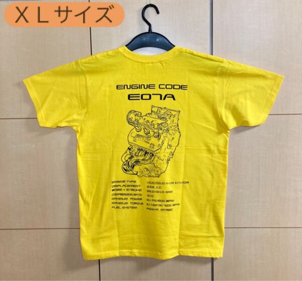 【サイズXL イエロー】E07Aエンジンイラスト オリジナルTシャツ (BEAT PP1) (送料無料)