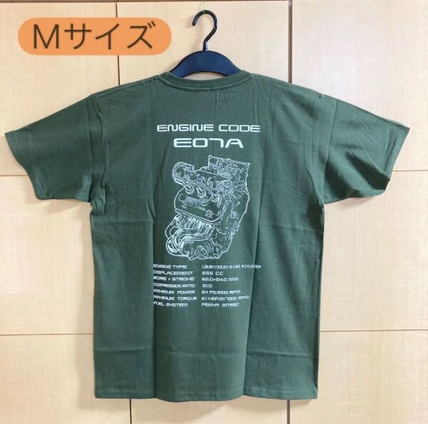 【サイズM アーミーグリーン】E07Aエンジンイラスト オリジナルTシャツ (BEAT PP1) (送料無料)