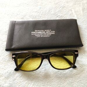 新品 HWZNBROSS original BIKER SHADE (YELLOW)ハウゼンブロス ウェリントン型 サングラス