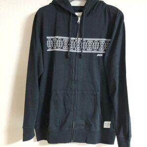 セブンティーフォー SEVENTY FOUR フルジップ ジップアップ パーカー ブラック L 新品 薄手 フード