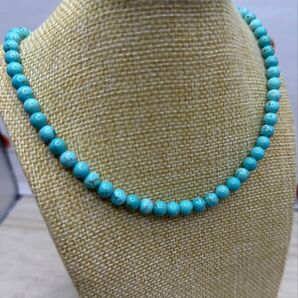 NEW!!ブルーターコイズネックレス/レディースネックレス6mm