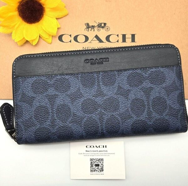 COACH 長財布 新品 シグネチャー デニム 最新作 お札入れ 小銭入れ 限定品 メンズ