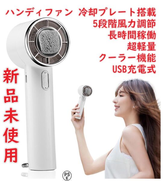 ハンディファン 冷却プレート搭載 携帯扇風機 冷感 手持ち扇風機 ハンディ扇風機 5段階風力調節 長時間稼働 超軽量 静音