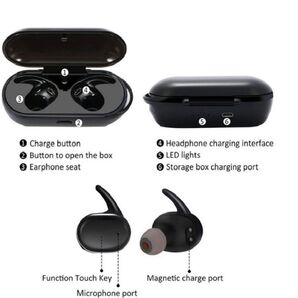 8-24 Bluetooth ワイヤレス イヤホン 自動ペアリング チャージャー付き 黒