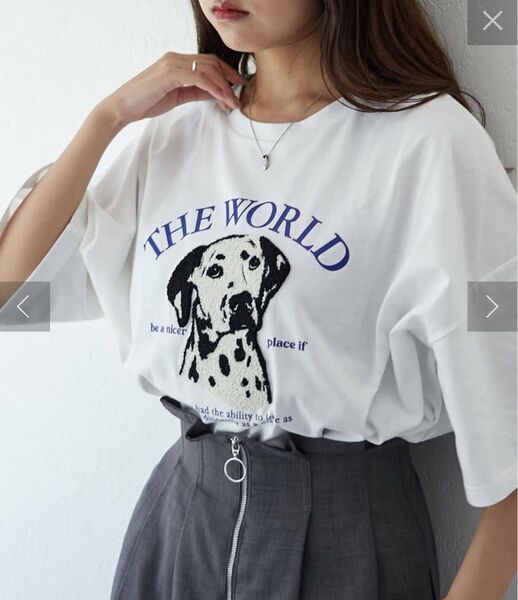 犬サガラ&ロゴビックTシャツ ホワイト
