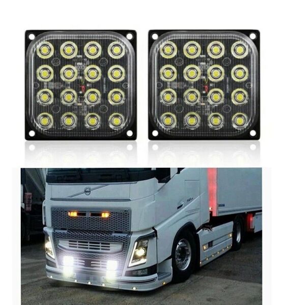 とにかく明るい LED ストロボライト デイライト ワークライト ストロボ 12V 24V 車 バイク トラック 2個 ホワイト