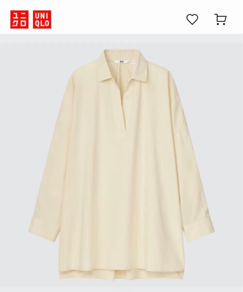 UNIQLO コットンリラックススキッパーシャツ(7分袖) ゆったり Mサイズ ブラウス