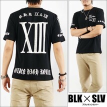 【G.H.R NINE&THIRTEEN】フロントバックサーティーンプリント半袖Tシャツ【70726】新品黒銀M_画像1