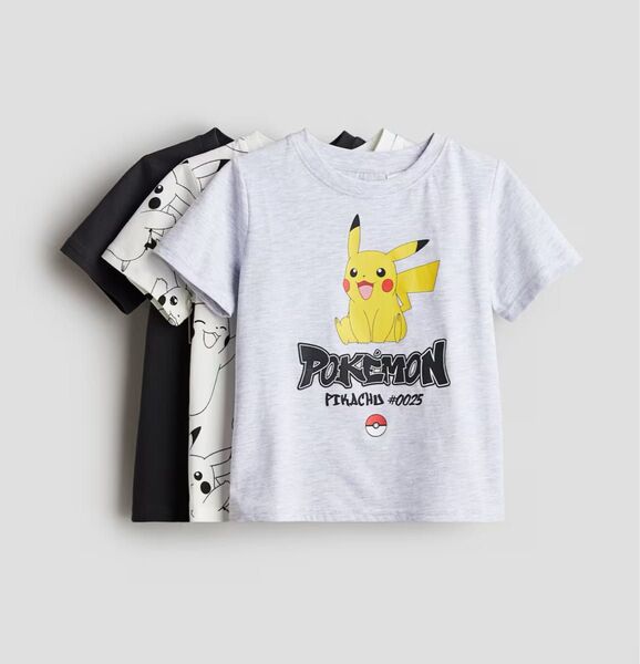 ポケモン★新品 Tシャツ3枚セット H&M ポケットモンスター ピカチュウ 半袖
