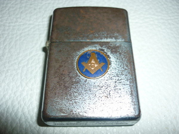 ■希少 1937－50年製造 ZIPPO！『秘密結社 フリーメイソン』丸型徽章付き PAT.2032695 MADE IN U.S.A. インサイドユニットも当時物