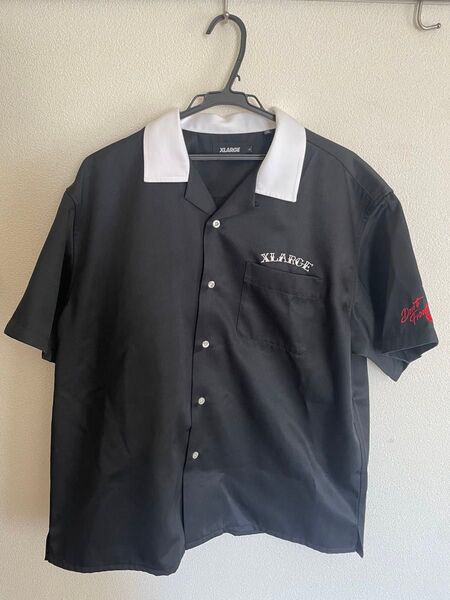 XLARGE エクストララージ 半袖シャツ 刺繍ロゴ ブラック L