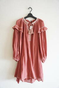  unused etoile i The bell ma Ran embroidery design puff sleeve One-piece tassel design dress 