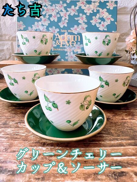 【Adam&Eve】アダムアンドイヴ グリーンチェリー カップ&ソーサー たち吉