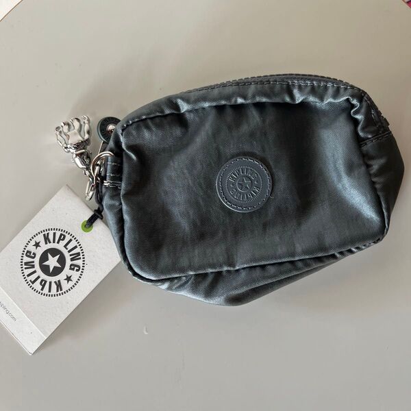 キプリング ポーチ KIPLING スチール グレー メタル