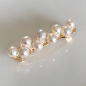 天然あこや 本真珠 バロックパール 髪飾り バレッタ アクセサリー あこや貝