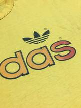 レア ビンテージ 70s adidas アディダス Tシャツ 黄色 レインボー トレフォイルロゴ ヴィンテージ vintage 古着 70年代_画像4