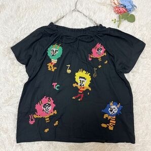 ツモリチサト TSUMORICHISATO ブラウス チュニック 黒 刺繍